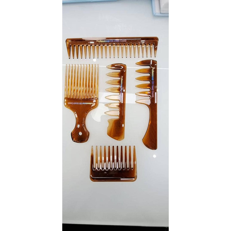 ست 5 عددی شانه مو دندانه درشت و ریز Professional Oil Hair Combپ